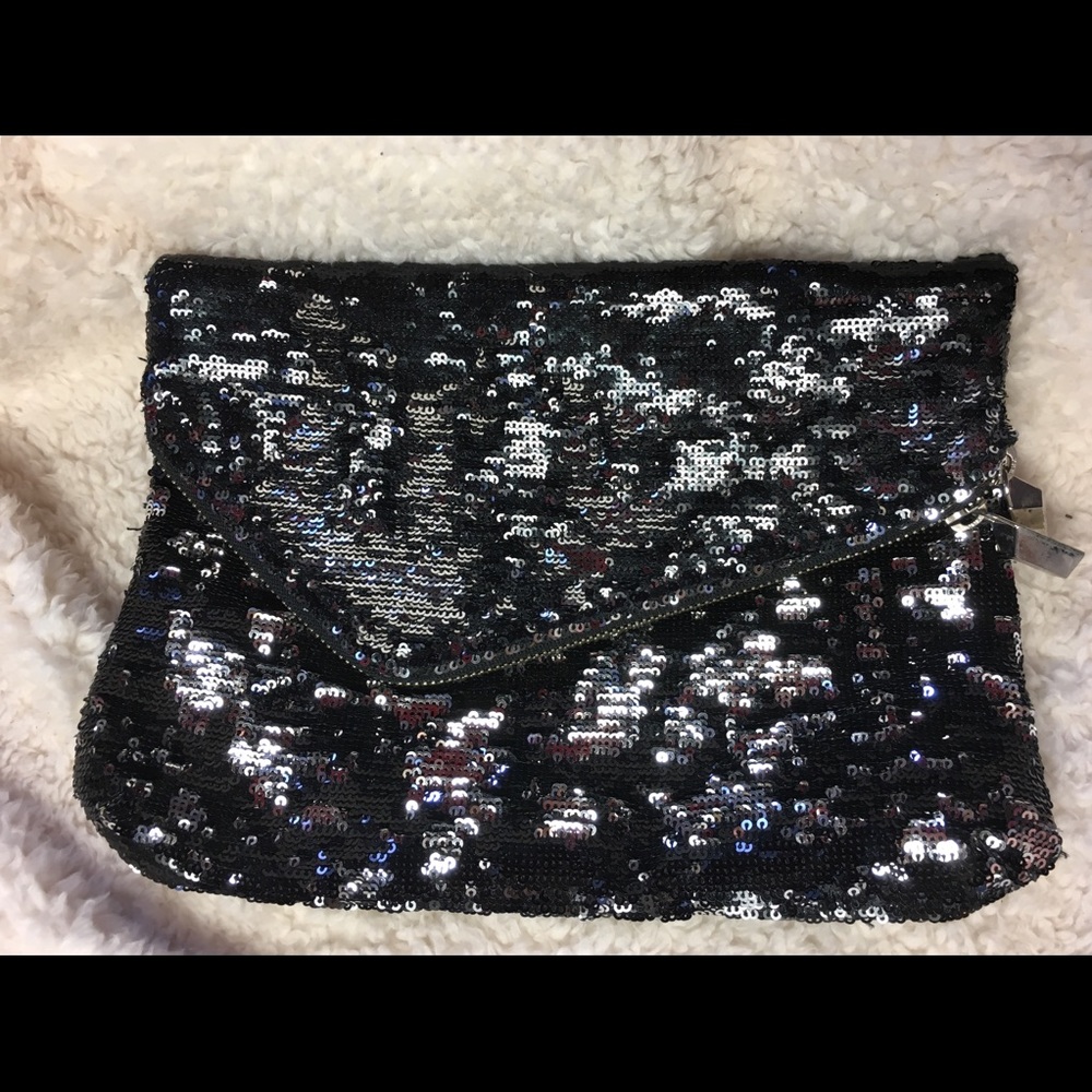 SALE! Limited black foldover flip sequin handbag